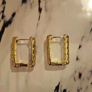 Gold Rectangular Hoop Earrings